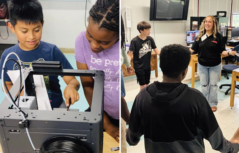 collage photo of children interacting with technology