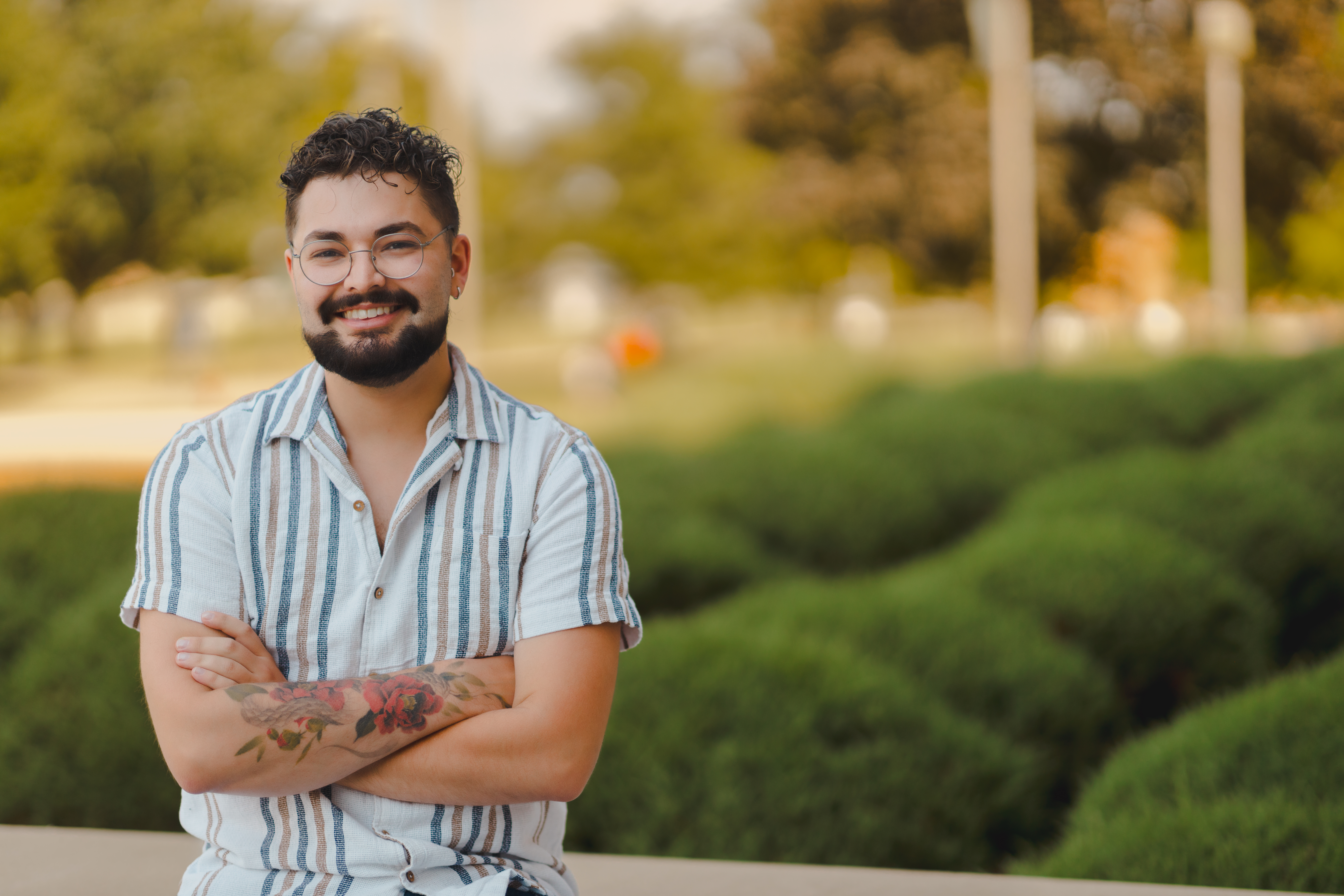 Student enjoying great weather on campus