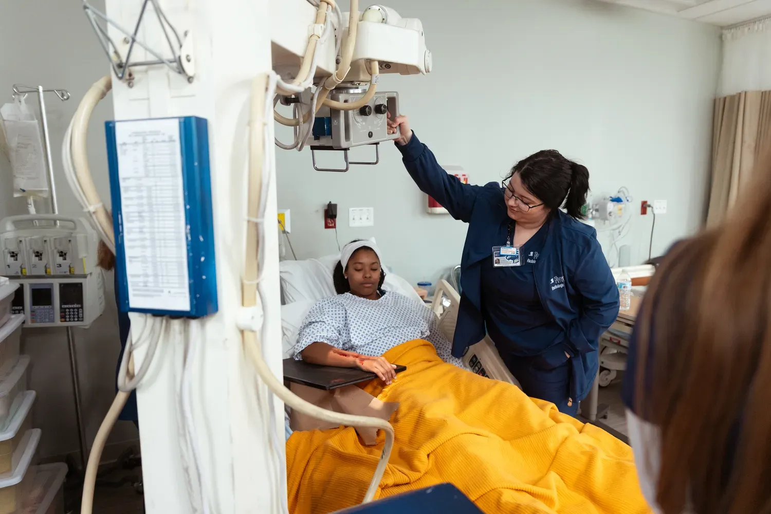 patient being treated with radiologic technology
