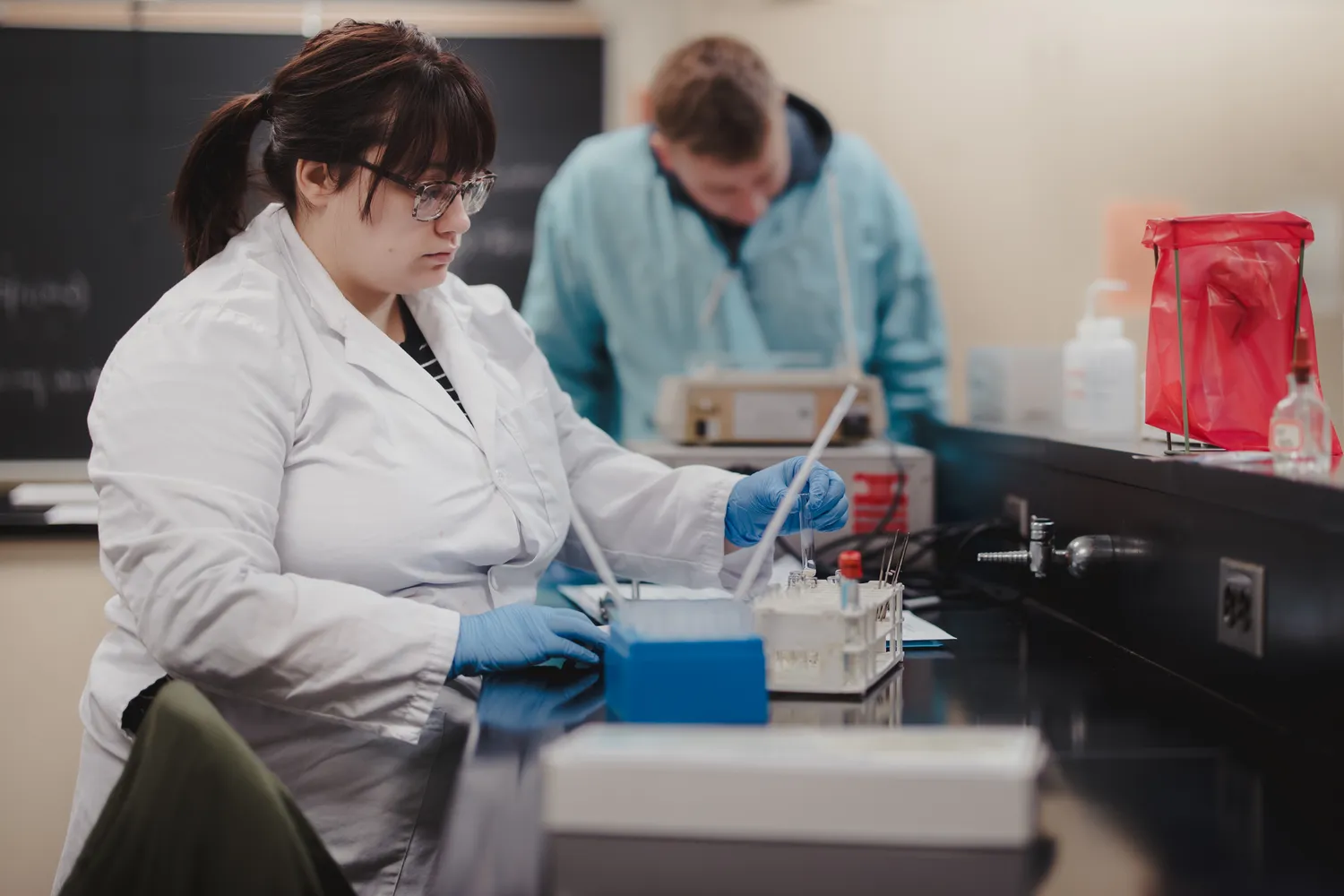 Student working in Medical lab