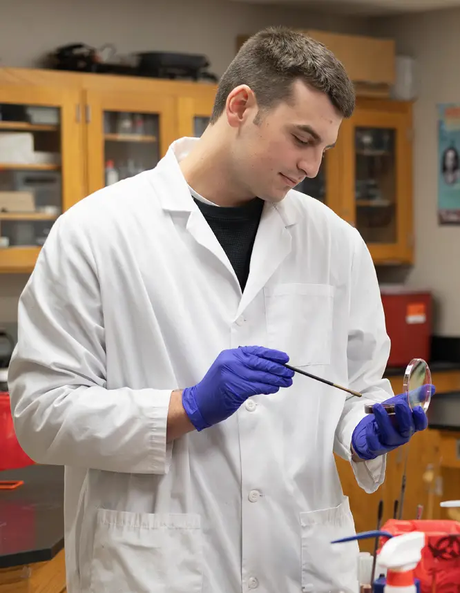 student in lab