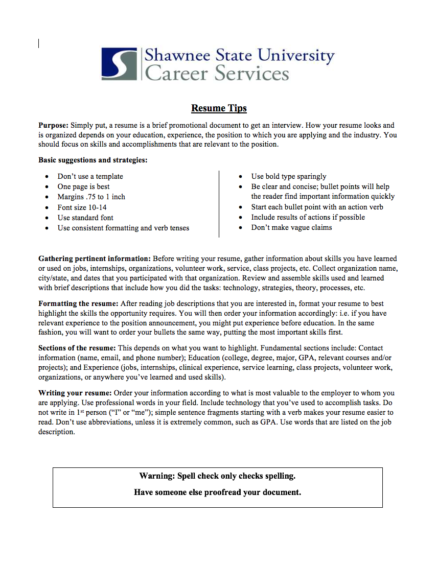 Resumes and CVs – Center for Student Experience and Talent