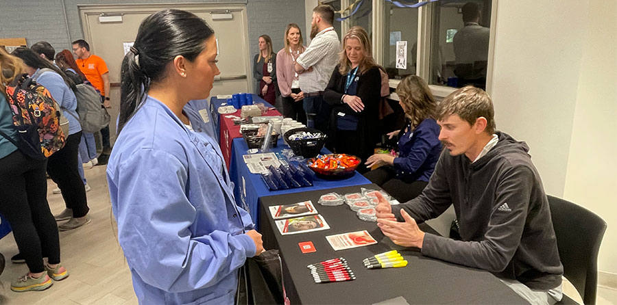 Students browsing Healthcare Career Fair