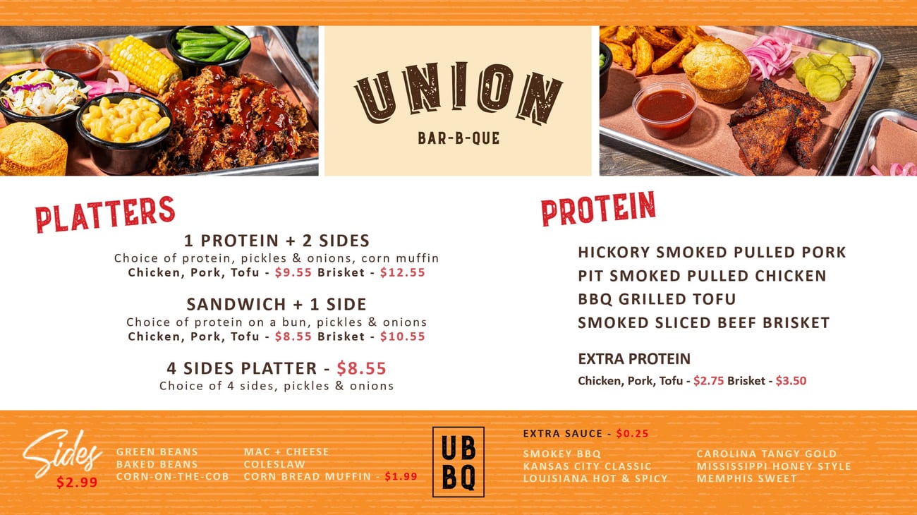 Union BBQ menu overview